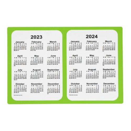 2023_2024 Yellow Green 2 Year Calendar by Janz Placemat
