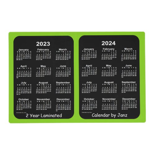 2023_2024 Yellow Green Neon Calendar by Janz Placemat