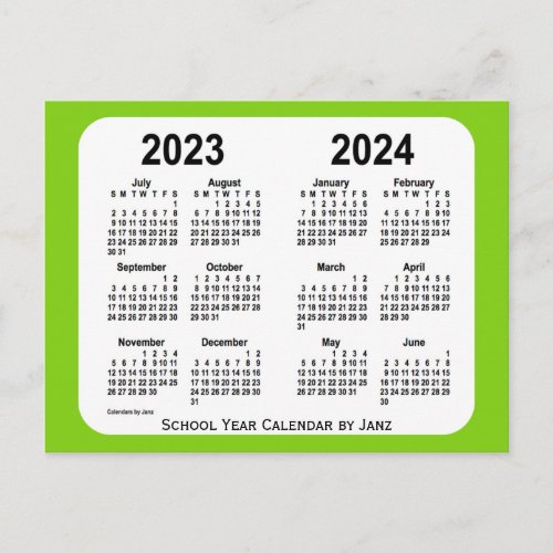 2023_2024 Yellow Green School Calendar by Janz Postcard