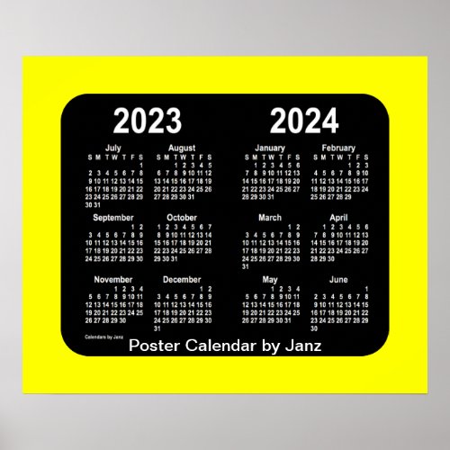 2023_2024 Yellow Neon School Calendar by Janz Poster
