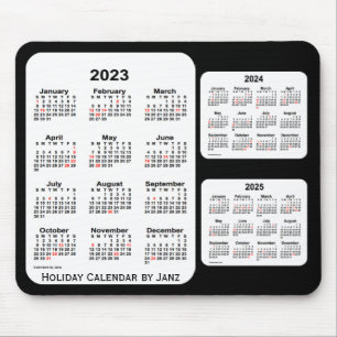 2023-2025 Black 3 Year Holiday Calendar by Janz Mouse Pad