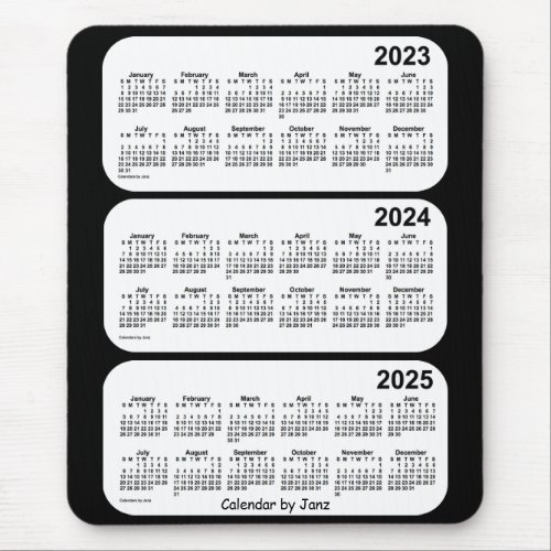 2023_2025 Black and White 3 Year Calendar by Janz Mouse Pad