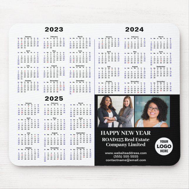 2023 - 2025 Business Calendar Modern Minimalist  Mouse Pad (Front)