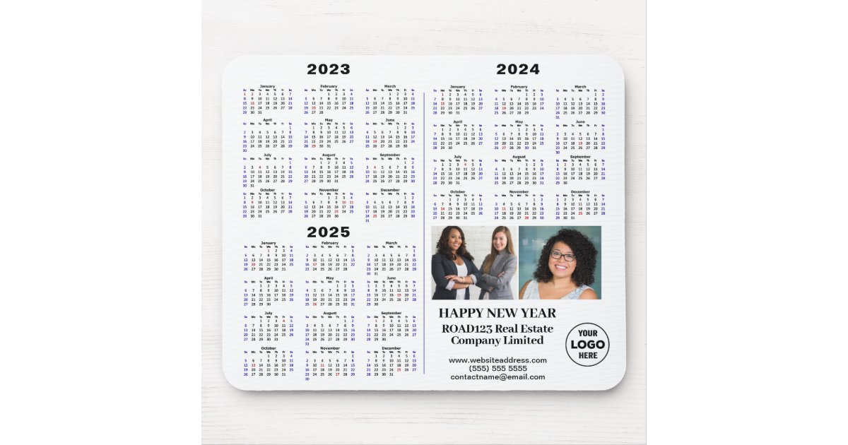 2023 2025 Calendar Modern Business Minimalist Mouse Pad Zazzle