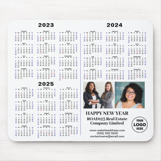 2023 - 2025 Calendar Modern Business Minimalist  Mouse Pad (Front)