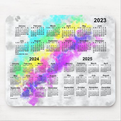 2023_2025 Rainbows End 3 Year Calendar by Janz Mouse Pad