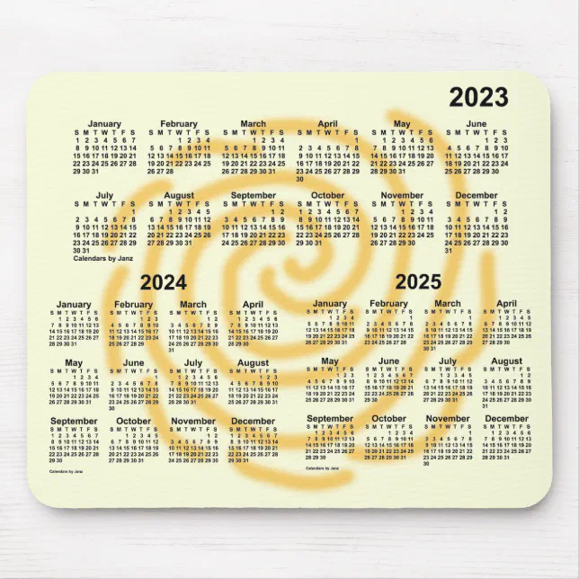 2023 2025 Sunny Days 3 Year Calendar By Janz Mouse Pad Zazzle 6584