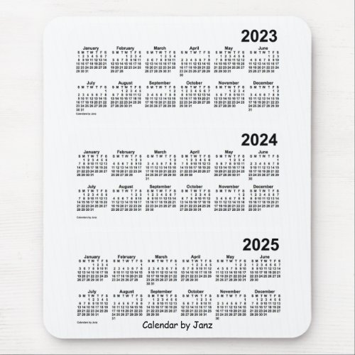 2023_2025 White 3 Year Calendar by Janz Mouse Pad