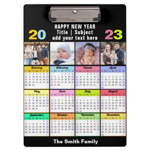 2023_2026 Calendar Custom Family 4 Photo Modern Clipboard