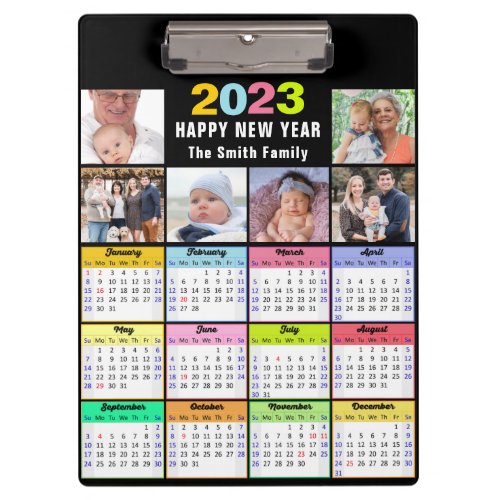 2023_2026 Calendar Custom Family 6 Photo Modern Clipboard