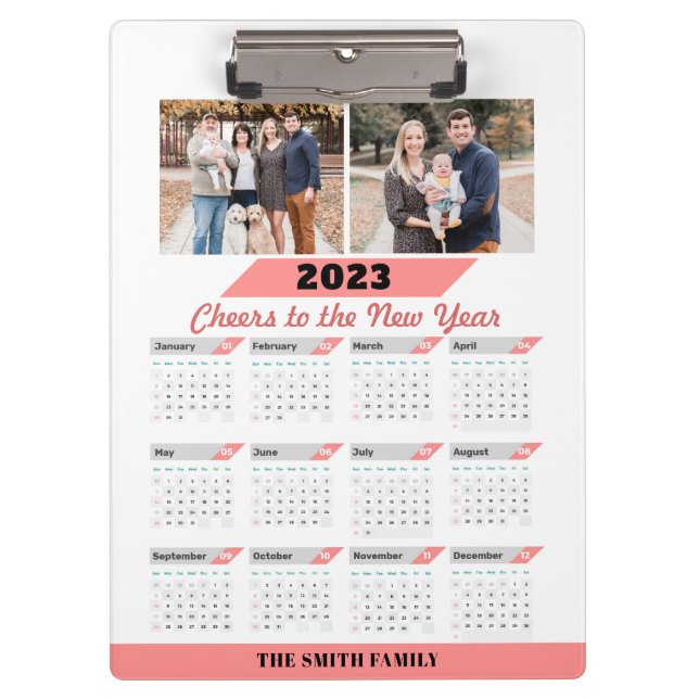 2023-2026 Calendar Custom Family Photo Modern Clipboard (Front)