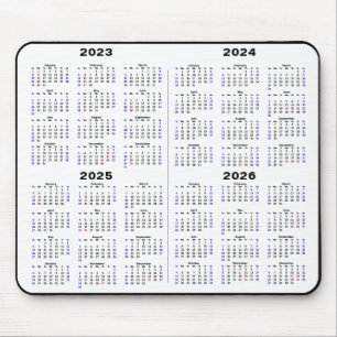 2023 - 2026 Calendar Minimalist 4 year Calendar Mouse Pad