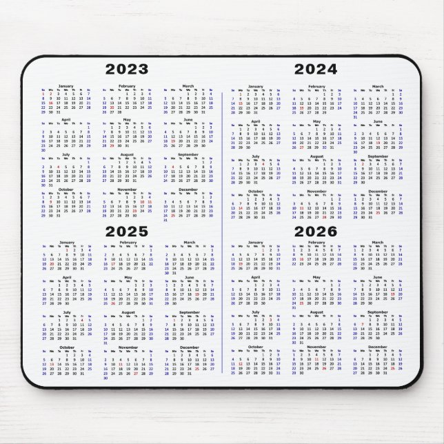 2023 - 2026 Calendar Minimalist 4 year Calendar Mouse Pad (Front)