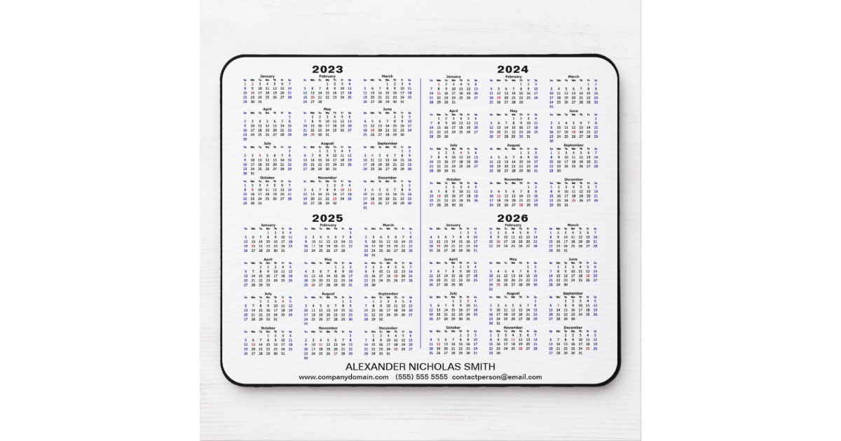 2023 2026 Calendar Minimalist 4 year Custom Mouse Pad Zazzle