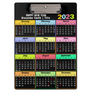2023-2026 Calendar Modern Minimalist Colorful Clipboard