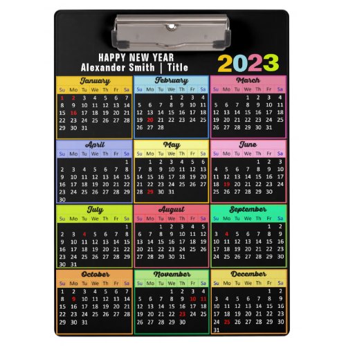 2023_2026 Calendar Modern Minimalist Colorful Clipboard