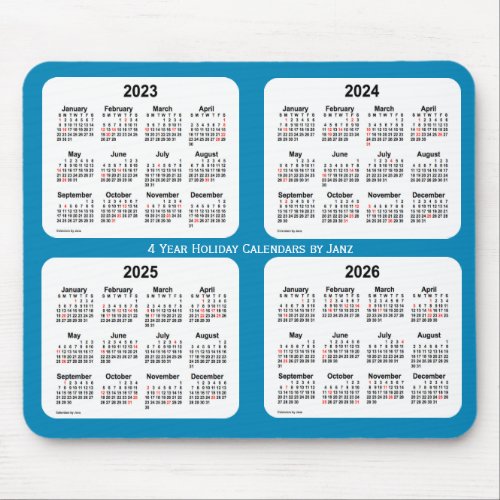 2023_2026 Steel Blue Holiday Calendar by Janz Mouse Pad