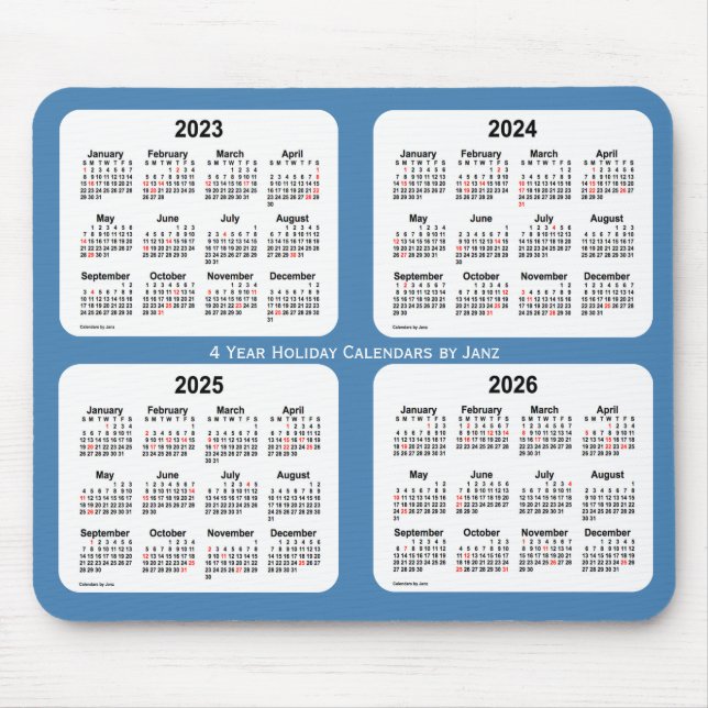 2023-2026 Steel Blue Holiday Calendar by Janz Mouse Pad (Front)
