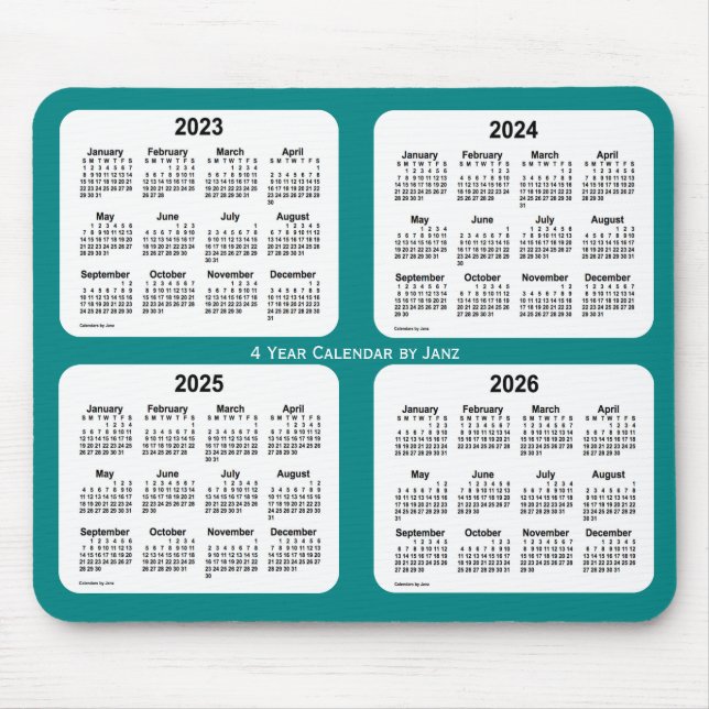 2023-2026 Teal 4 Year Calendar by Janz Mouse Pad (Front)