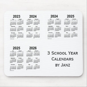 2023-2026 White 3 School Year Calendars by Janz Mouse Pad