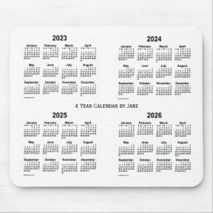 2023-2026 White 4 Year Calendar by Janz Mouse Pad