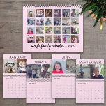 2023 - 24 Photo - Modern Family - Blush Pink Calendar<br><div class="desc">Add your favorite photos to make a modern photography calendar. Each month includes room for 2 photos. 
For best results,  crop your photos into squares before uploading. All the colors can be changed in the advanced design area.</div>