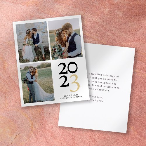 2023 3 Photo Wedding Thank You Card