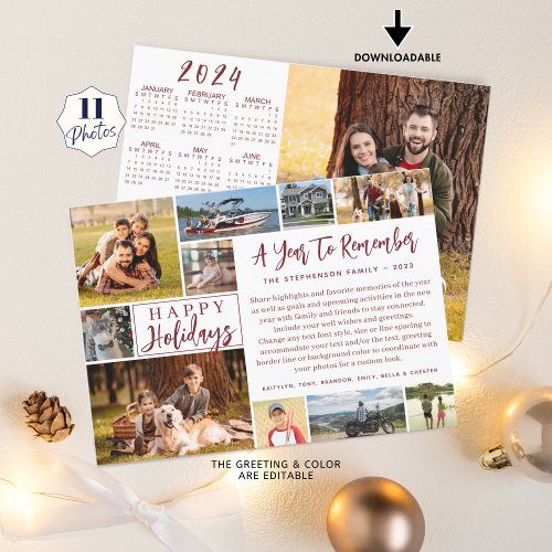 2023 A Year To Remember 11 Photo 2024 Calendar Holiday Card