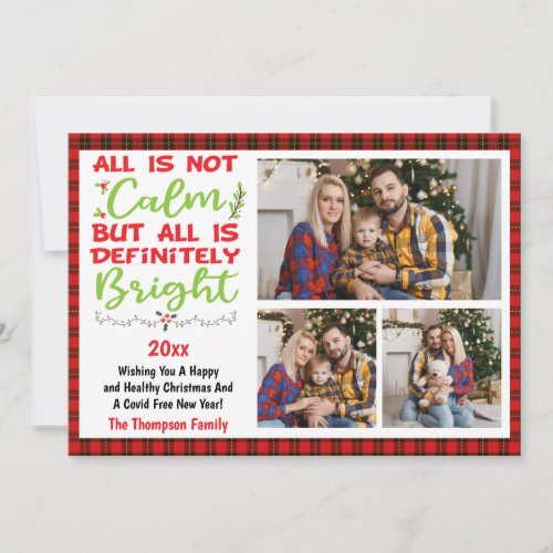 2023 All Is Not Calm But All Is Bright 3 Photos Holiday Card