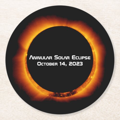 2023 Annular Solar Eclipse Round Paper Coaster