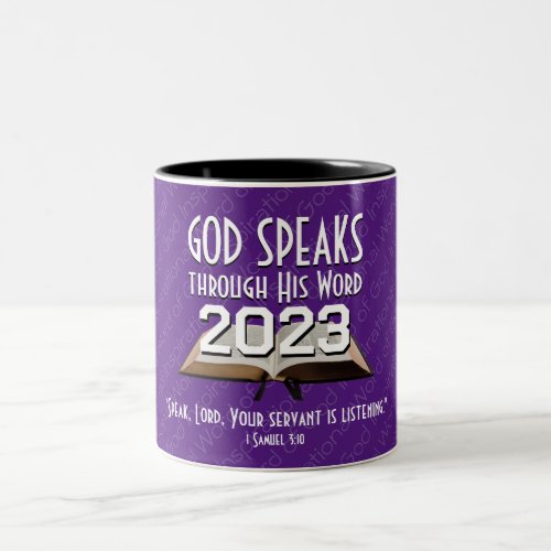 2023 ANY YEAR Purple Gods Word Bible Christian  Two_Tone Coffee Mug