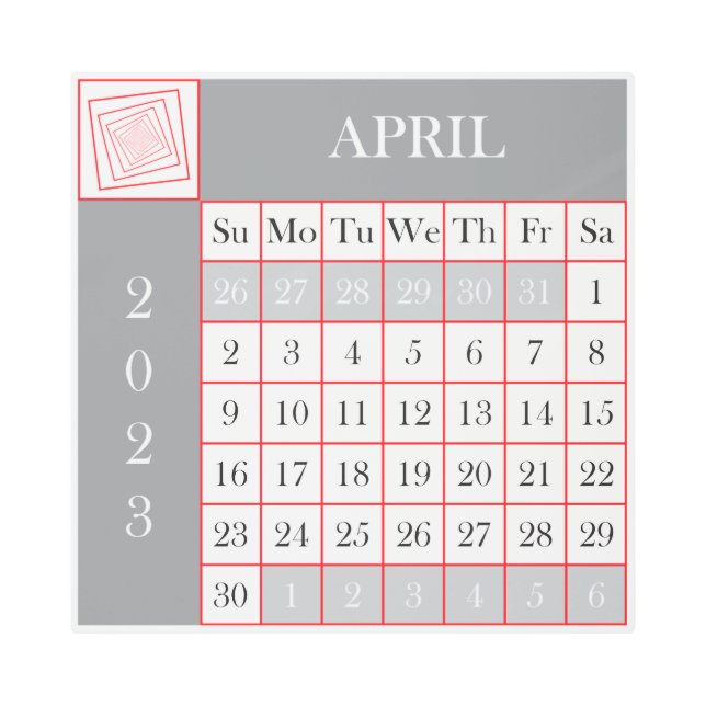 2023 APRIL CALENDAR SQUARE METAL PRINT (Front)