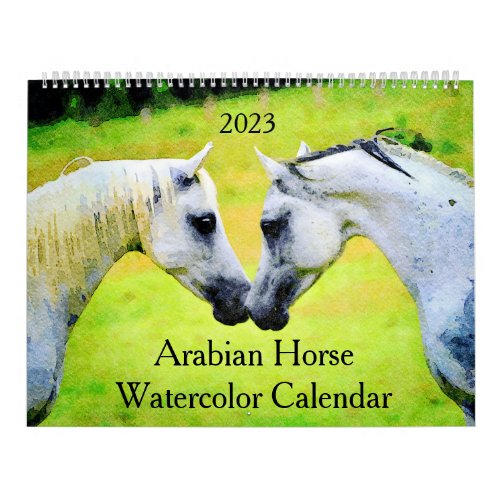 2023  Arabian Horse Lover Gift Watercolor Painting Calendar