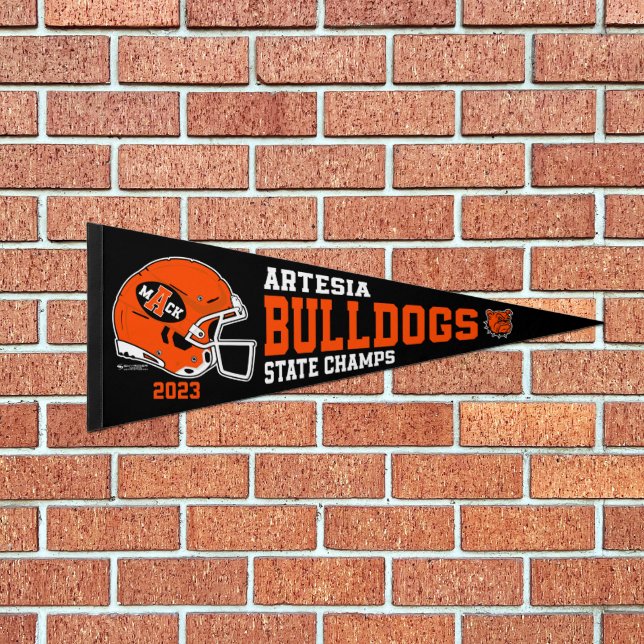 2023 Artesia Bulldogs State Champs Pennant Flag (Front)