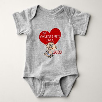 2023 Baby Boy Heart 1st Valentine's Day Bodysuit by valentines_store at Zazzle