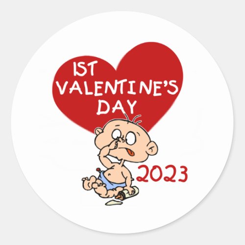 2023 Baby Boy Heart 1st Valentines Day Sticker