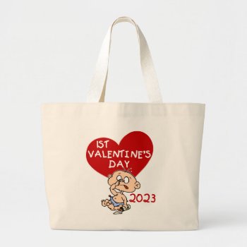 2023 Baby Boy Heart 1st Valentine's Day Tote Bag by valentines_store at Zazzle