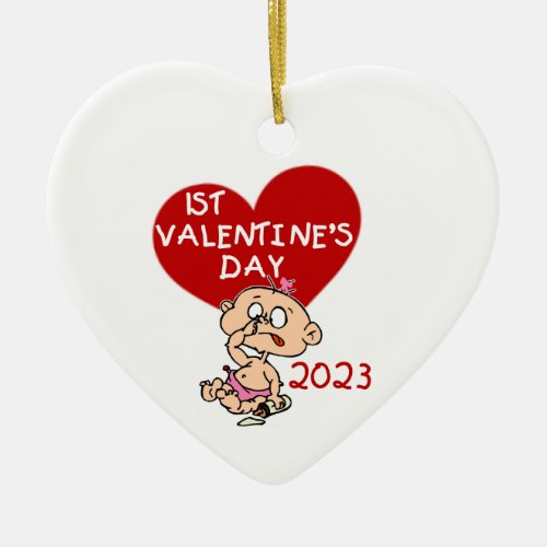 2023 Baby Girl Heart 1st Valentines Day Ornament