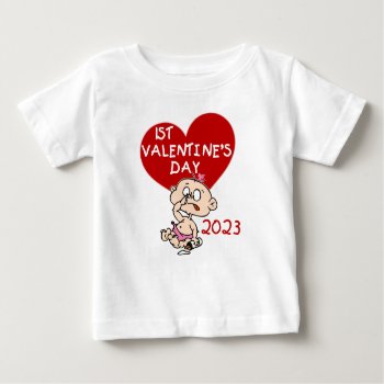 2023 Baby Girl Heart 1st Valentine's Day T-shirt by valentines_store at Zazzle