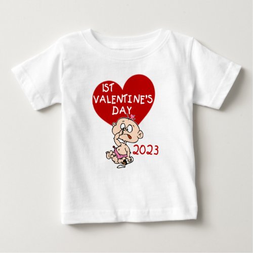 2023 Baby Girl Heart 1st Valentines Day T_shirt