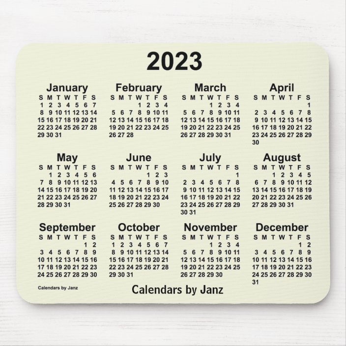 2023 Beige Calendar by Janz Mouse Pad | Zazzle.com