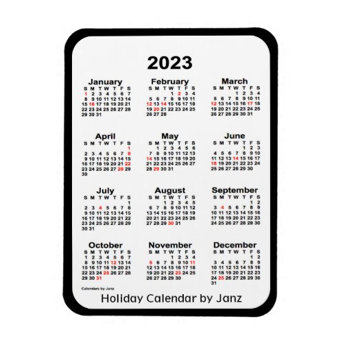 2023 Black Holiday Calendar by Janz Magnet
