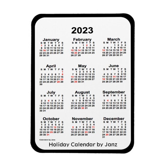 2023 Black Holiday Calendar By Janz Magnet 