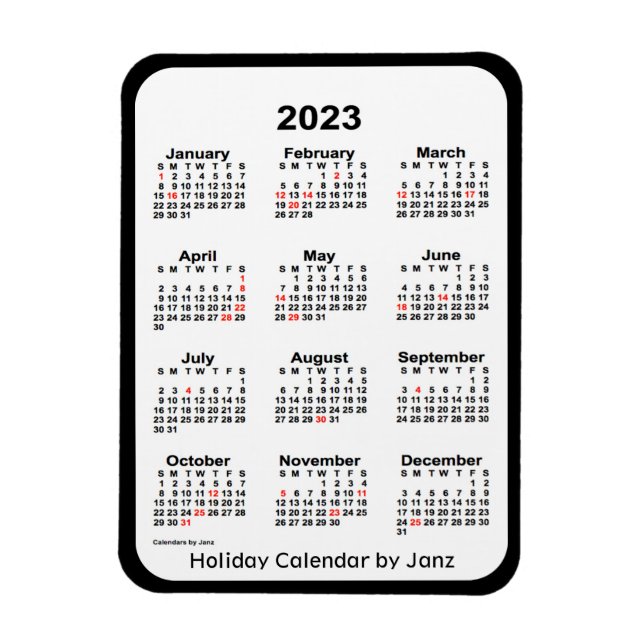 2023 Black Holiday Calendar by Janz Magnet (Vertical)