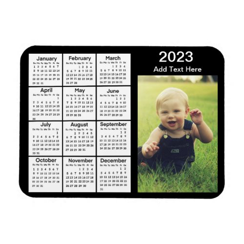 2023 Black Mini Photo Calendar   Magnet