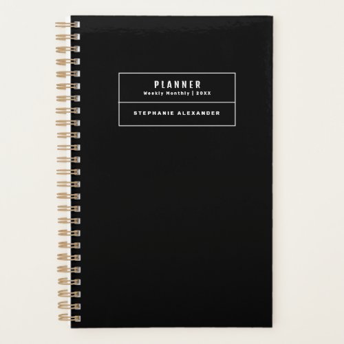 2023 Black White Business Weekly Monthly Planner
