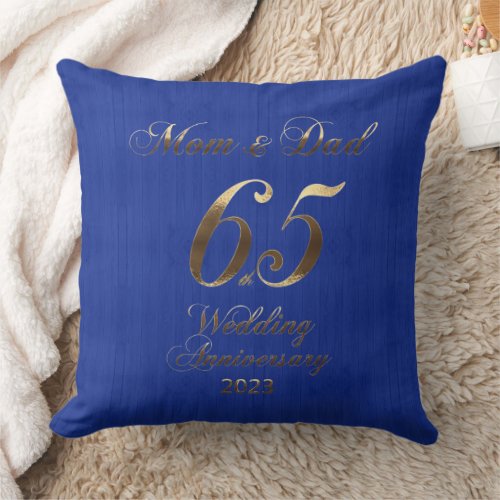 2023 Blue Sapphire Wedding 65th Anniversary Throw Pillow