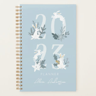 2023 Blue Winter Floral & Foliage Bunny Planner