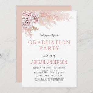 2023 Boho Graduation Floral Palms Girly Invitation
