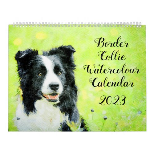 2023 Border Collie Sheep Dogs Watercolor Painting Calendar